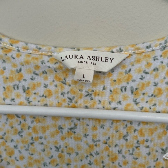 LAURA ASHLEY YELLOW Calico DITSY SHORT Slv trad wife soft Night Gown SIZE Lg - Picture 6 of 10